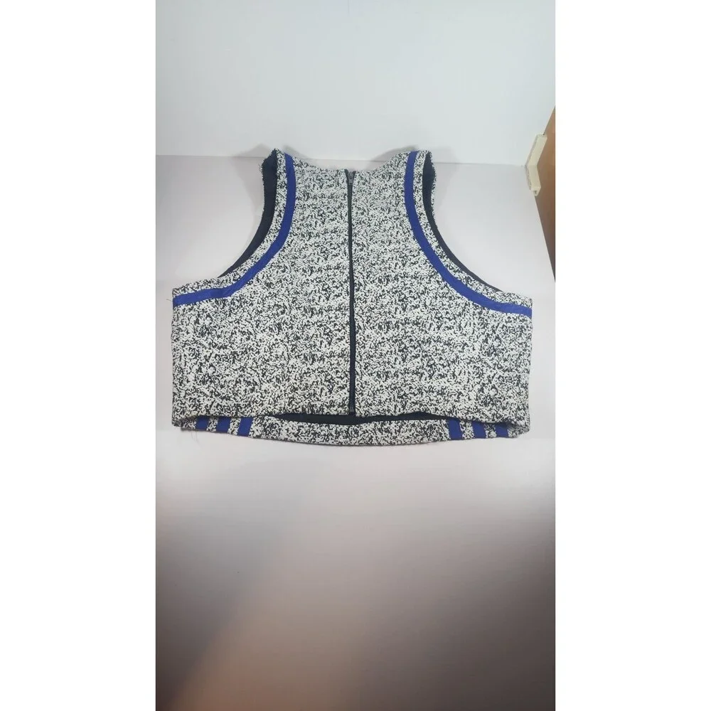 Heart Beeps 2 Pc Vest & Skirt Set Size L Black & White Speckle W Blue Stripe NWT